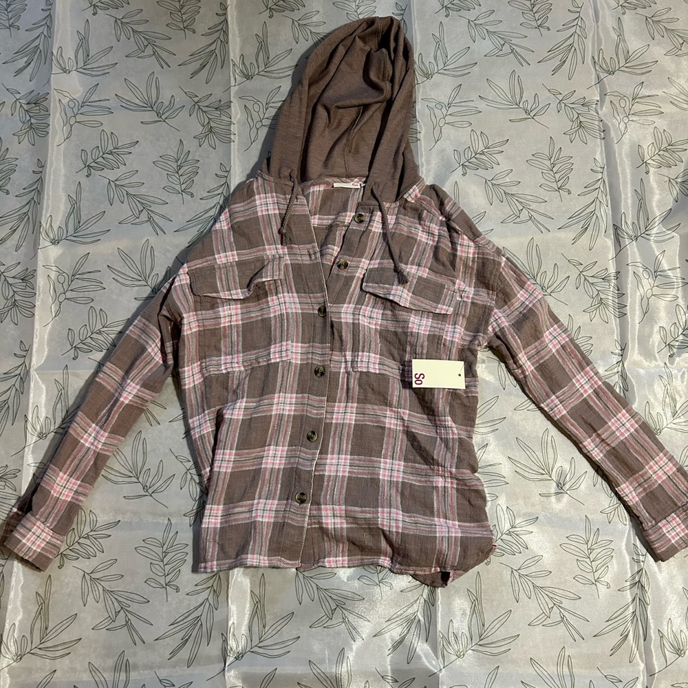 Soso’s pink and brown checkerboard flannel